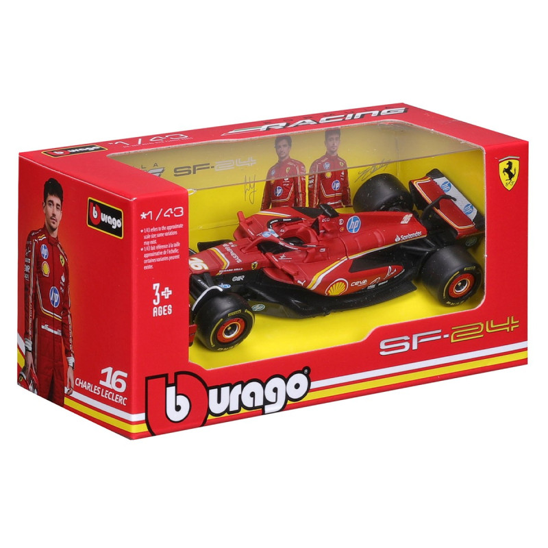 Машинка металева Ferrari Racing SF-24 Bburago, 1:43, Фераррі Рейсінг SF-24 Ббураго, 13*5*3 см (18-36844)