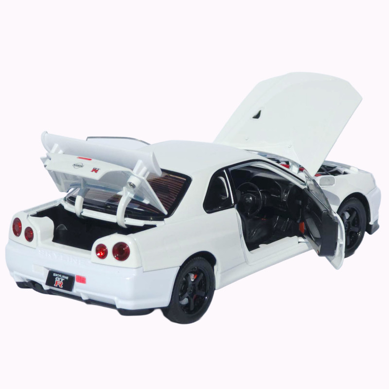Машинка метал Nissan Skyline GT-R АвтоЕксперт біла 1:24 звук світло відкр двері капот багажник (1990-21)