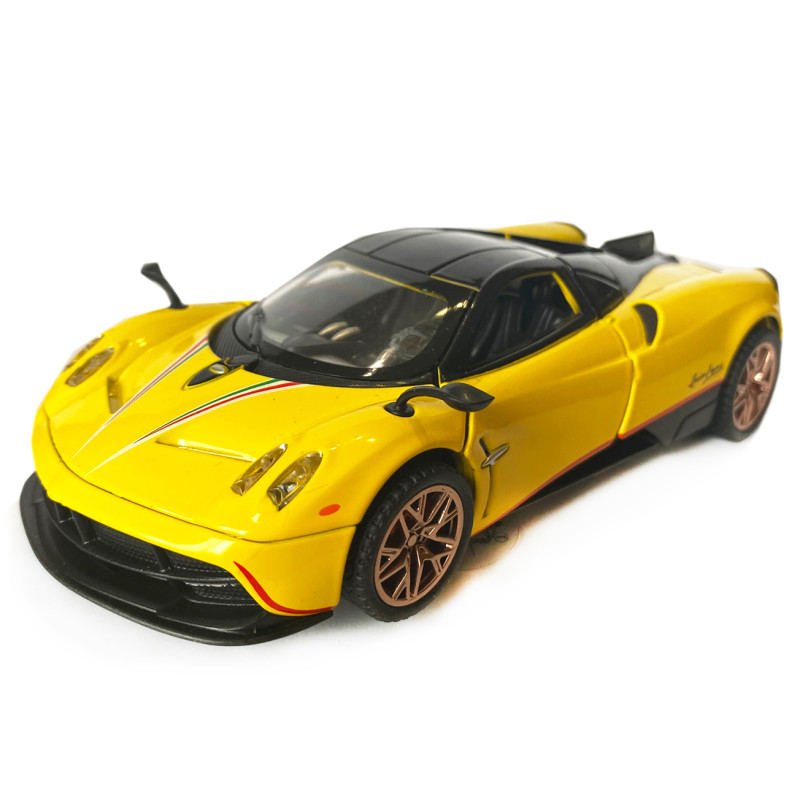 Машинка металева іграшкова Pagani huayra, Авто Експерт, жовта, світло, звук, інерція, відкр. двері, 16*4*7см. (67008)