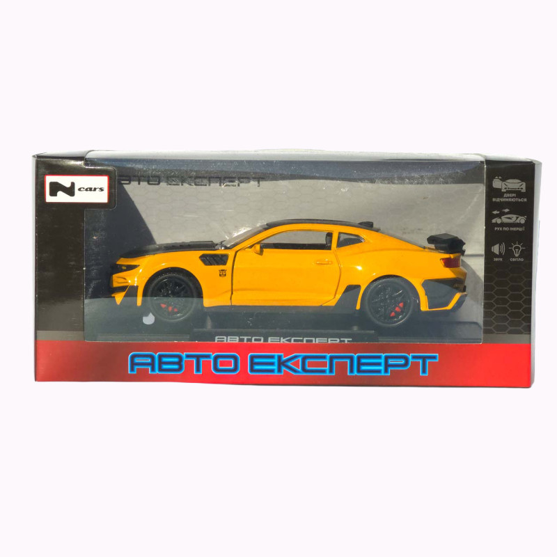Машинка металева Chevrolet Camaro «AutoExpert» Шевроле Камаро, жовта, звук, світло 15*5*7 см (LF-34698)