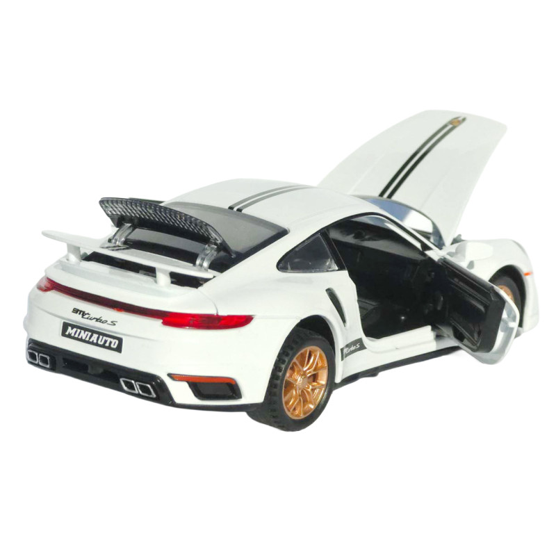 Машинка металева Porsche 911 Turbo S АвтоЕксперт біла звук світло інерція 15*6*4 см (LF-39078)