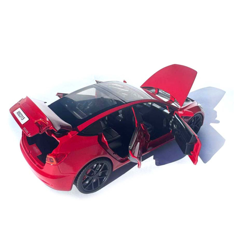 Машинка метал Tesla model 3 червона Тесла 1:24 відкр двері баг капот звук світло 18,5*6*8,5см (EL-94022)