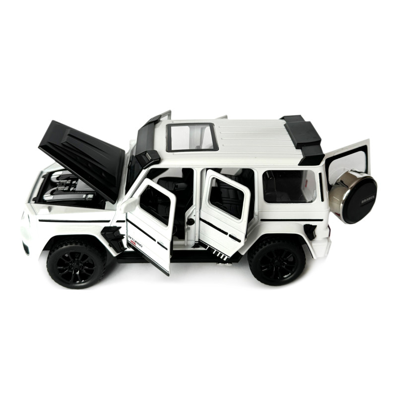 Машинка металева Mercedes-Benz G-Class Brabus 700 мерседес бенс джип білий 1:32 звук світло інерція відкр двері багажник капот гумові колеса 15*6,5*7см (AP-1738)