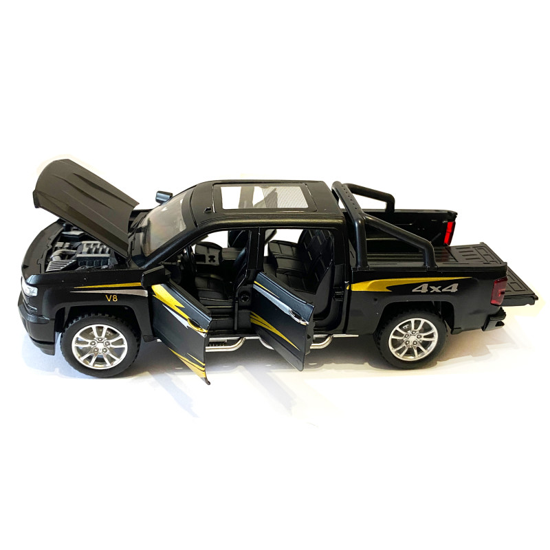 Машинка металева дитяча Chevrolet V8 Шевроле, чорний, Автоексперт, 1:32, світло, інерція, відкриваються двері, багажник, капот, 17,5*5*6см (TК - 32293)