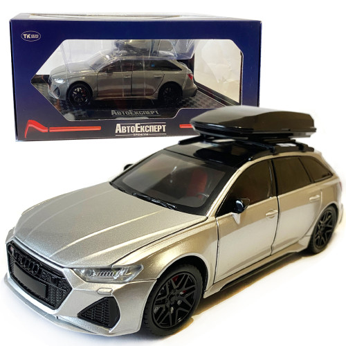 Машинка металева дитяча Audi RS6 ауді, срібна, Автоексперт, світло, інерція, відкриваються двері, багажник, капот, 1:24, 21*8*8см (GT - 05963/GT-0911)