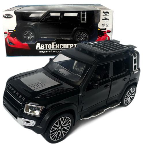 Машинка металева Land Rover Defender Ленд Ровер Дефендер чорна 1:32 відкр двері баг капот звук світло 16*6,5*7 см (32206)