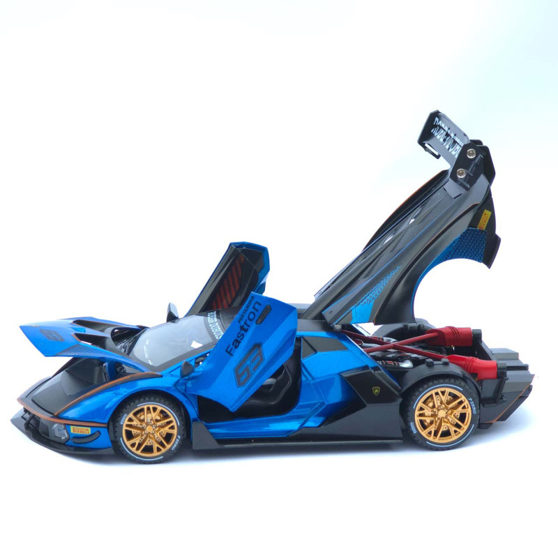 Машинка метал Lamborghini Essenza SCV12 синя 1:24 звук світло відчин двері капот багажник (1650-05)