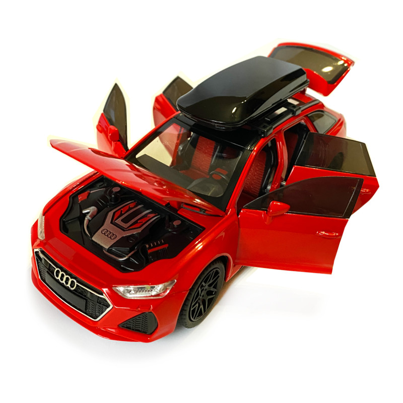 Машинка металева Audi RS6 ауді червона 1:24 світло інерція відкриваються двері багажник капот багажник резина колеса 21*8*8см (AP-2070)