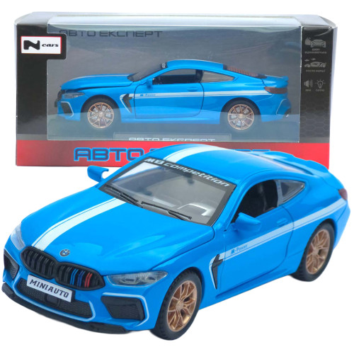 Машинка метал BMW M8 Competition АвтоЕксперт блакитна 1:32 звук світло інерція 15*6,5*4 см (LF-93732)