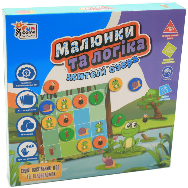 Настільна гра Fun game «Малюнки та логіка: жителі озера» (українська мова), UKB-B0030