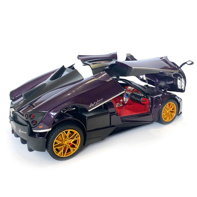 Машинка металева іграшкова Pagani huayra Roadster, Авто Експерт, 1:24, фіолетова, світло, звук, інерція, відкр. двері, 21*5,5*9см. (GT-01557)