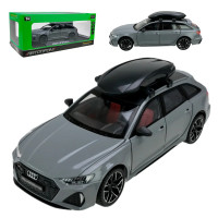 Машинка металл Audi RS6 1:24 ауди серая Автопром свет звук откр двери багажник капот 20,5*8*6,5 см (AP7706)