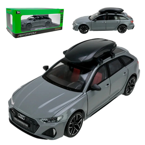Машинка металл Audi RS6 1:24 ауди серая Автопром свет звук откр двери багажник капот 20,5*8*6,5 см (AP7706)