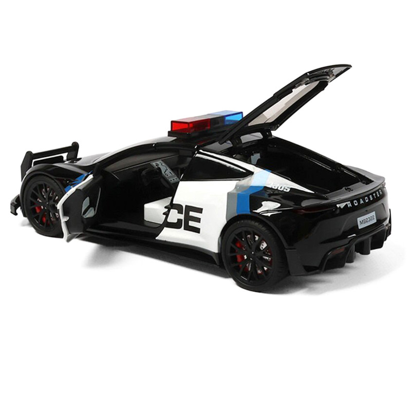 Машинка матал Tesla Roadster поліція Тесла електромобіль зарядка 1:24 звук світло 18*7*6см (RS-17401)