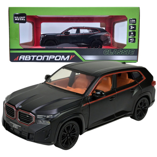 Машинка металева BMW XM БМВ чорний Автопром 1:24 світло звук відкр двері баг капот 20,5*8*7 см (AP7742)