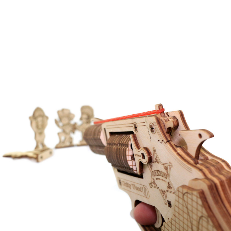 Дерев'яний 3D конструктор Револьвер Рейнджер з мішенями UnityWood Revolver Ranger 83 деталі 18 * 12 * 2,7 см (UW-010)