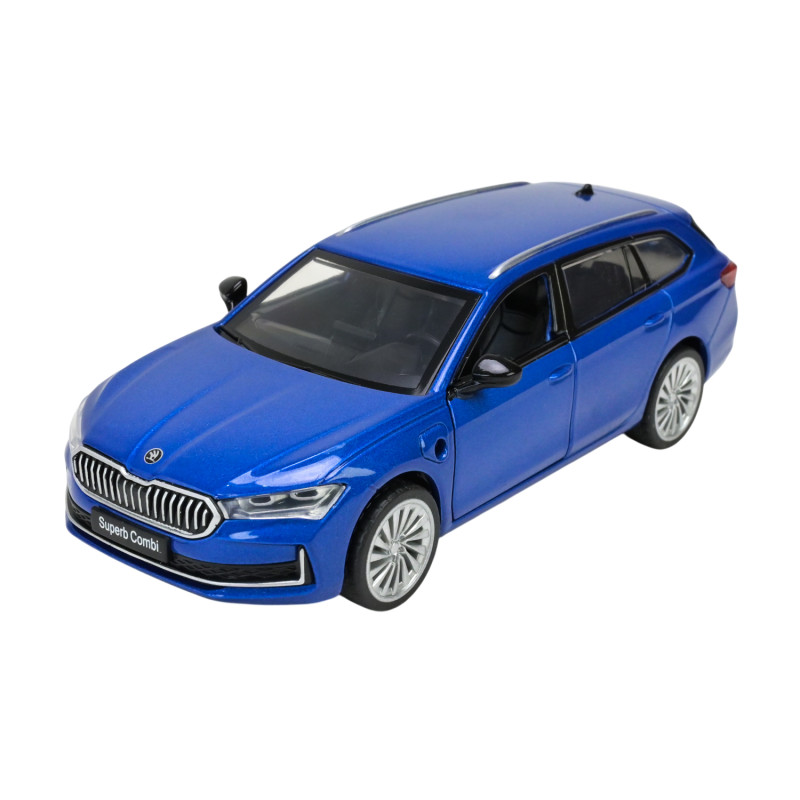 Машина метал Skoda Superb IV Combi шкода синя 1:35 світло звук 14*5,5*4см (68744)