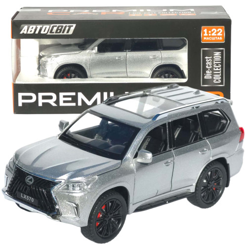 Машинка метал Lexus LX 570 АвтоСвіт срібляста 1:22 звук світло інерція 21*9*8 см (AP-1982)