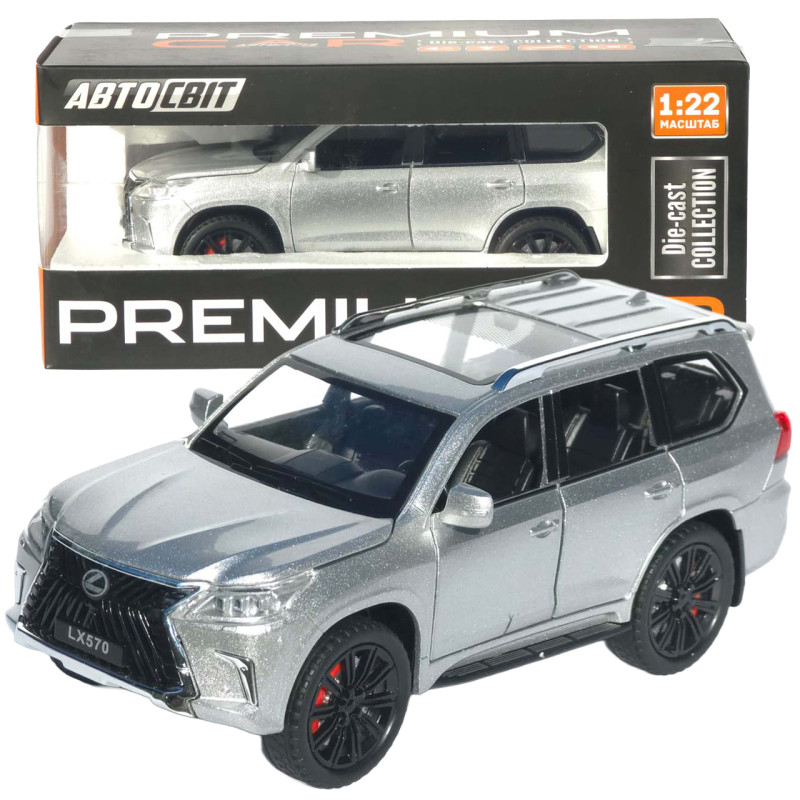 Машинка метал Lexus LX 570 АвтоСвіт срібляста 1:22 звук світло інерція 21*9*8 см (AP-1982)