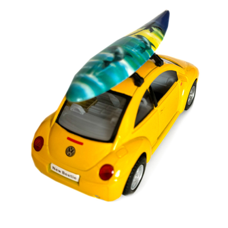 Машинка металева Volkswagen new beetle Фольксваген жук жовтий 1:36 відкр двері резинові колеса 12,5*5*6 см (KT5028WS)