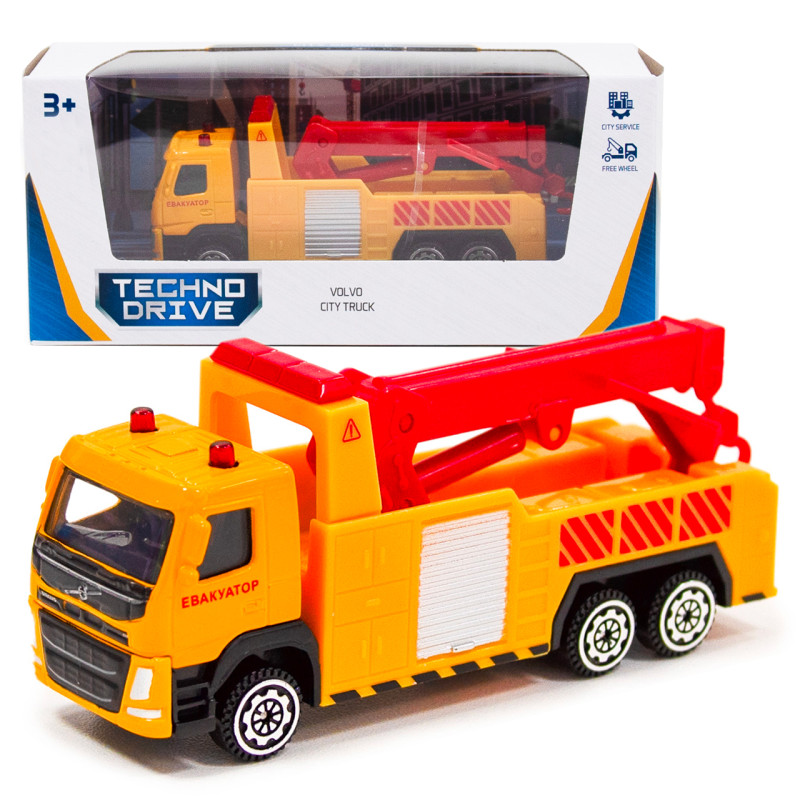 Машинка метал, пластик, дитяча Volvo Евакуатор, жовтий, TechnoDrive, 3*12*5см (250303)