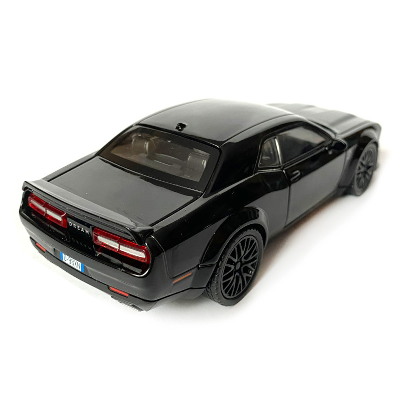 Іграшкова машинка металева Dodge Challenger SRT, Додж, чорний, звук, світло, інерція, відкр двері, багажник, капот, Автоексперт, 1:32,15*7*4,5см (50801)