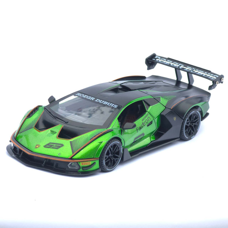 Машинка метал Lamborghini Essenza SCV12 зелена 1:24 звук світло відчин двері капот багажник (1650-05)