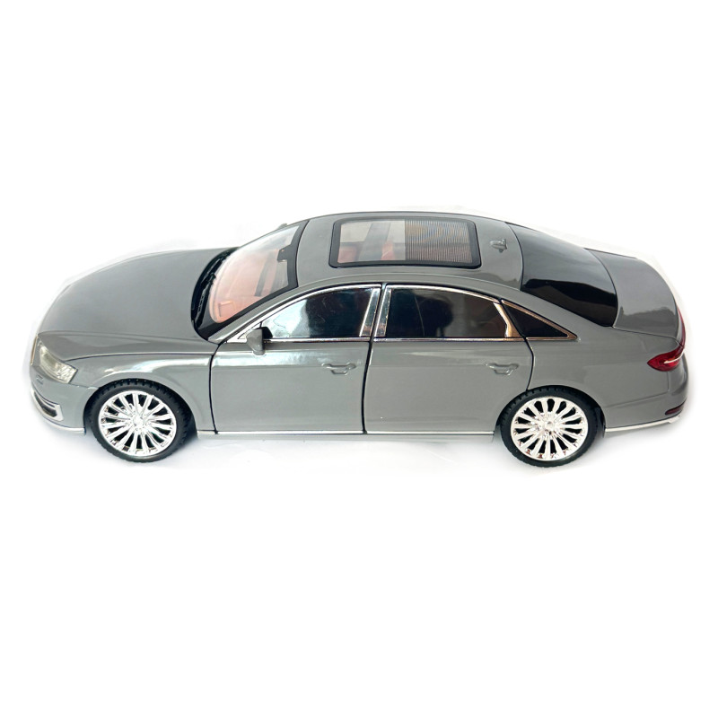 Машинка металева Audi A8 Ауді сіра 1:24 звук світло інерція відкр двері багажник капот гумові колеса 20,5*8*7см (AP-2065)