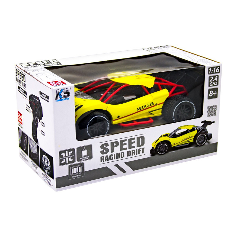 Автомобиль Speed racing drift Aeolus на радиоуправлении (1:16), аккум, желтый  24х7х13см (SL-284RHY)