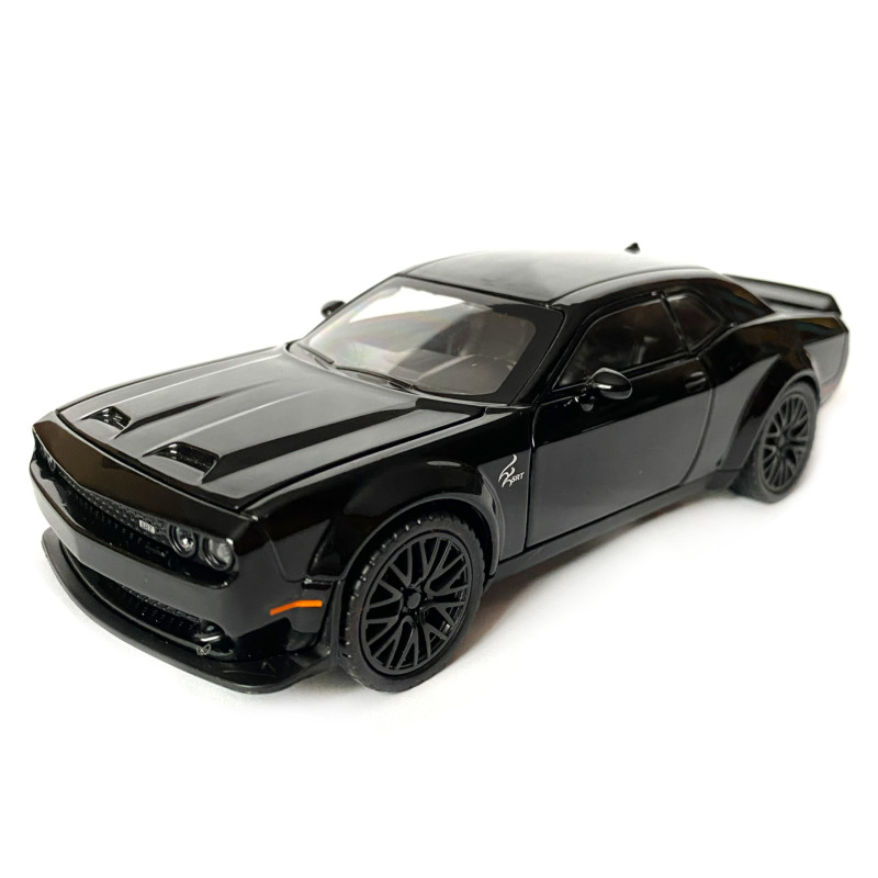 Іграшкова машинка металева Dodge Challenger SRT, Додж, чорний, звук, світло, інерція, відкр двері, багажник, капот, Автоексперт, 1:32,15*7*4,5см (50801)