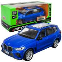 Машина метал BMW X5M синя 1:32 Автопром світло звук відкр двері 15*6*5,5 см (68497)