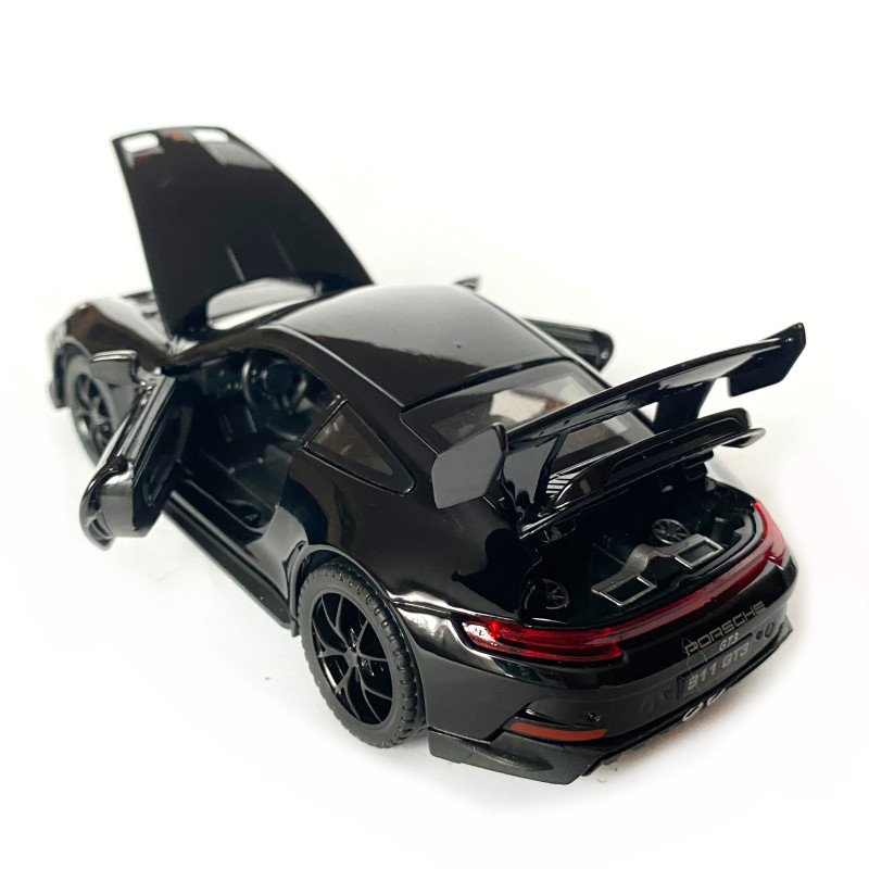 Игрушечная машинка металлическая Porsche 911 GT3, порше, черный, звук, свет, инерция, откр двери, капот, Автоэксперт, 1:32,15*7*4,5см (ТК-17610)