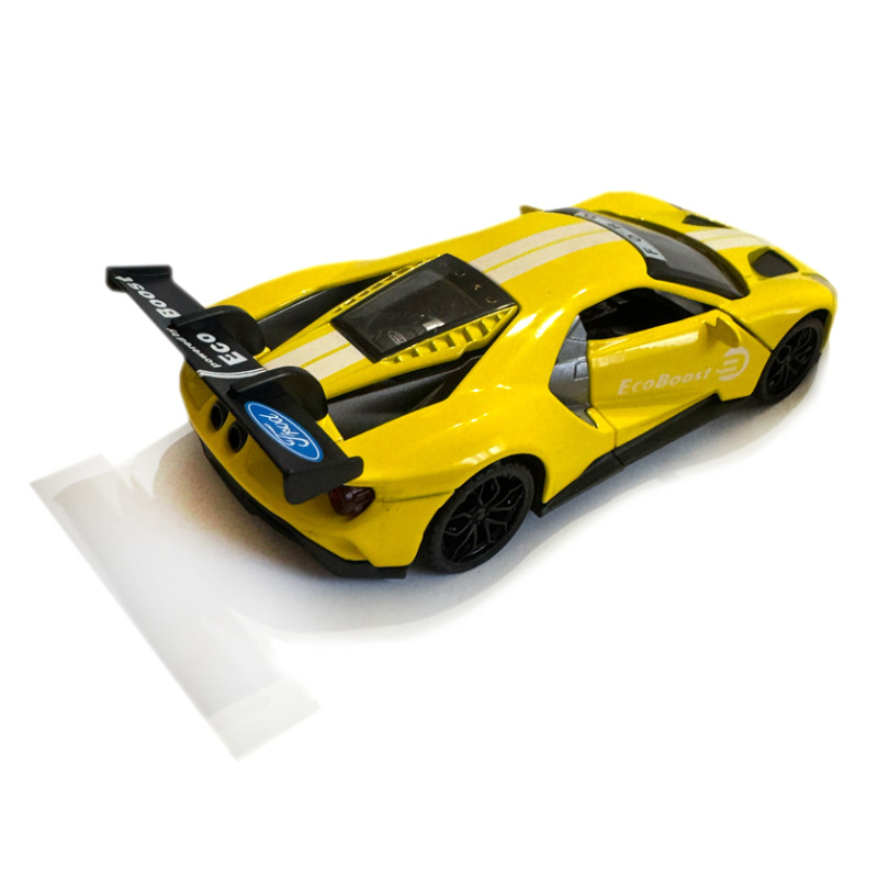 Машинка металева Ford 2017 GT 1:32 Форд жовта звук світло інерція відкр двері  15*7*4см (DL-96332)