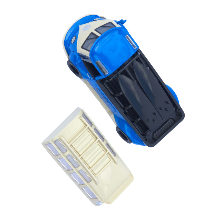 Машинка металл Volkswagen Type 2 (T1) синяя 1:32 свет звук инерция откр двери 2 доски (TK-19102)