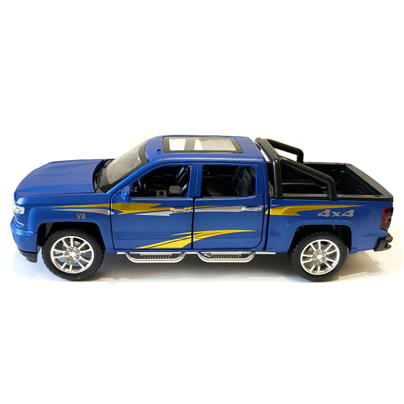 Машинка металева дитяча Chevrolet V8 Шевроле, синій, Автоексперт, 1:32, світло, інерція, відкриваються двері, багажник, капот, 17,5*5*6см (TК - 32293)