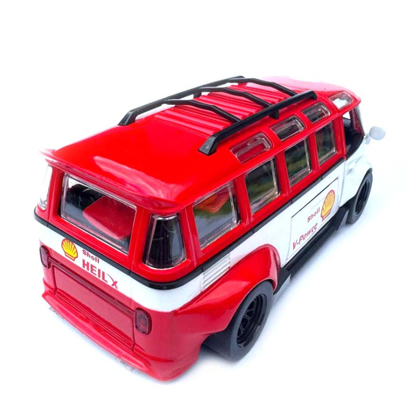 Машинка метал Volkswagen Type 2 VW кемпінг Bus біло-червона Фольксваген 1:32 відкр двері баг звук світло 14,5*6,6*5,5см (TK-51146)