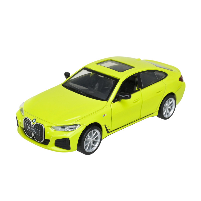 Машинка металева електро 1:34 BMW I4 M50 БМВ салатова світло звук відкр двері 14*5,5*4см (68714)