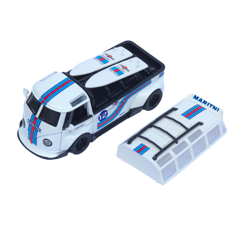 Машинка метал Volkswagen Type 2 VW кемпінг Bus біла Фольксваген 1:32 відкр двері баг звук світло (TK-19970)