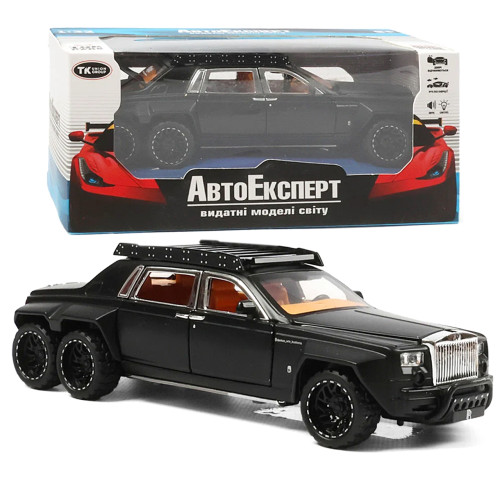 Машинка металева Rolls-Royce Cullinan 6x6 Ролс ройс 1:32 чорний звук світло 18*7*5,5 см (62371)