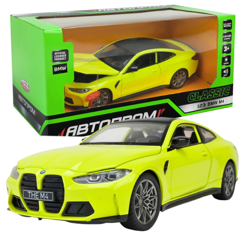 Машина метал BMW M4 БМВ зелена 1:24 світло звук відкр.двері 20*7,5*6см ( 68280A)