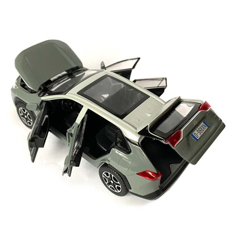 Іграшкова машинка металева Toyota RAV4 Sport, Тойота рав спорт, сіра, звук, світло, інерція, відкр двері, багажник, капот, Автоексперт, 1:32,14,5*7*6см (40962)