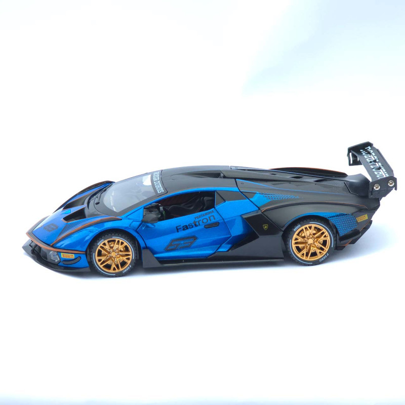 Машинка метал Lamborghini Essenza SCV12 синя 1:24 звук світло відчин двері капот багажник (1650-05)