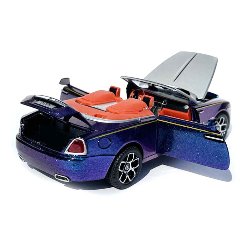 Машинка метал Rolls-Royce Dawn Spofec Ролс Ройс кабріолет синій 1:24 відкр двері баг капот звук світло 22*6,5*8см (AP-2013)