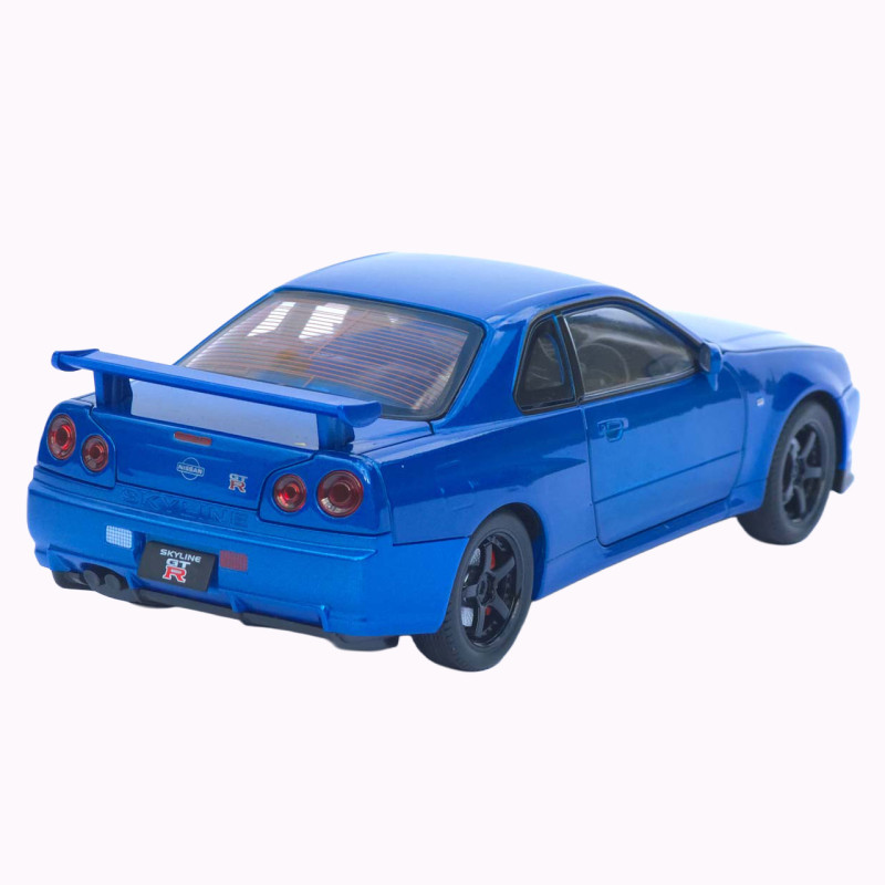 Машинка метал Nissan Skyline GT-R АвтоЕксперт синя 1:24 звук світло відкриваються двері капот багажник (1990-21)