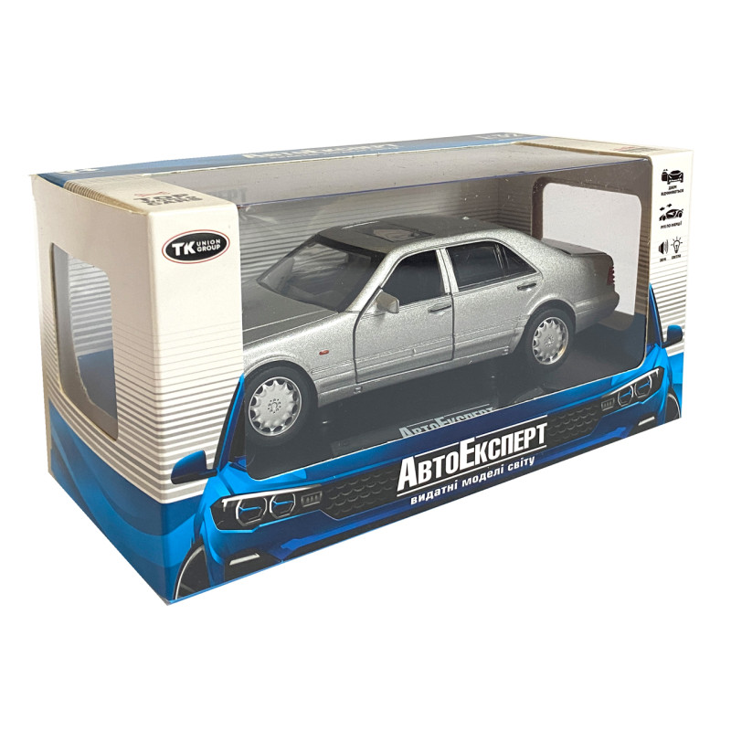 Іграшкова машинка металева Mercedes-Bens W140 (Мерседес-Бенц W140) «АвтоЕксперт», сіра, батар., світло, звук, відкр.двері, інерція, від 3 р., 15*6*5 (LF-43189)