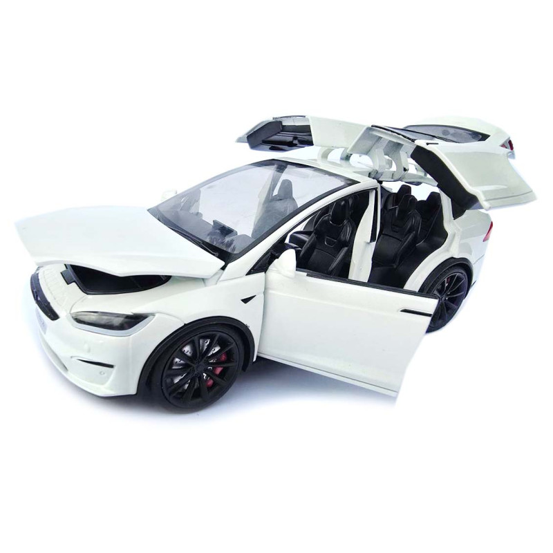 Машинка метал Tesla model X електрокар біла Тесла 1:24 відкр двері баг капот звук світло 17,5*7,5*5,5см (EL 97188)