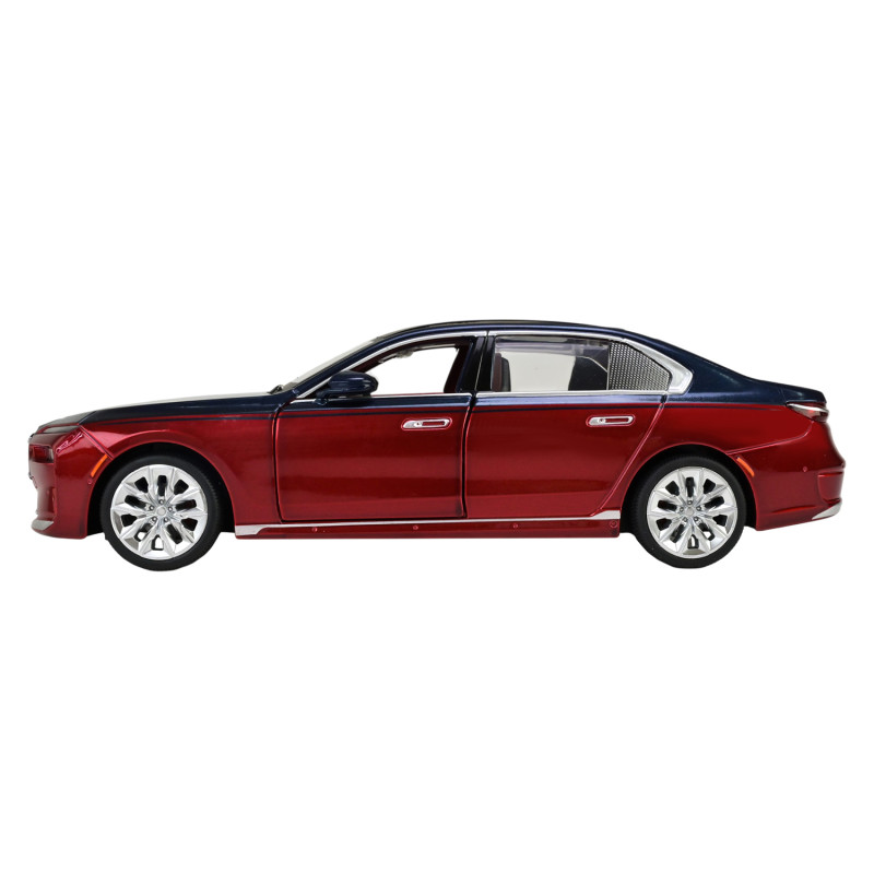Машина металл BMW I7 БМВ красно-черная 1:24 свет звук 22*6,5*8см (68288A(R)