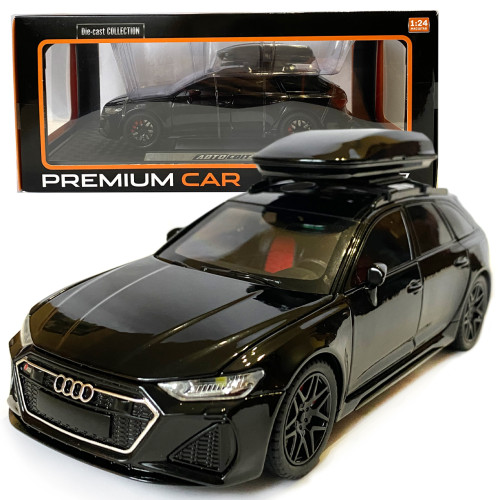 Машинка металева Audi RS6 ауді чорна 1:24 світло інерція відкриваються двері багажник капот резина колеса 21*8*8см (AP-2070)