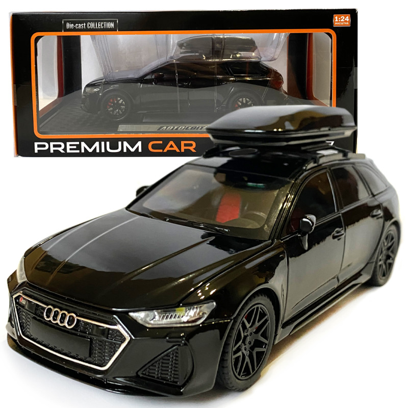 Машинка металева Audi RS6 ауді чорна 1:24 світло інерція відкриваються двері багажник капот резина колеса 21*8*8см (AP-2070)