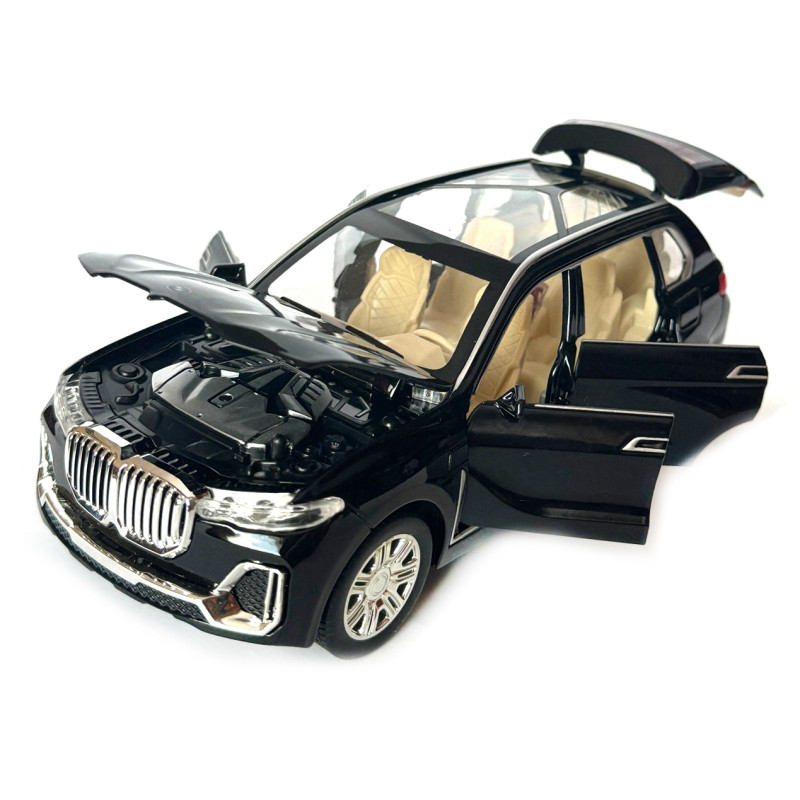 Машинка металева BMW X7 БМВ чорна 1:24 світло звук відкриваються двері баг капот резинові колеса 19*7,5*8см (AP-1843)